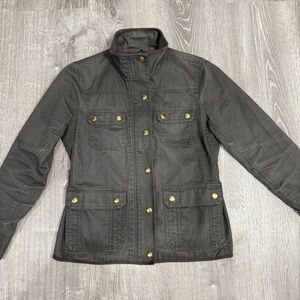 J CREW Women's green relaxed boyfriend field jacket size Medium petite